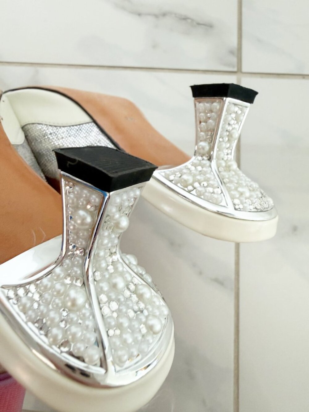 A.b. poetique London Wedding Pearl Slide Pointed Toe Shoe Embellished 8 - Picture 9 of 16